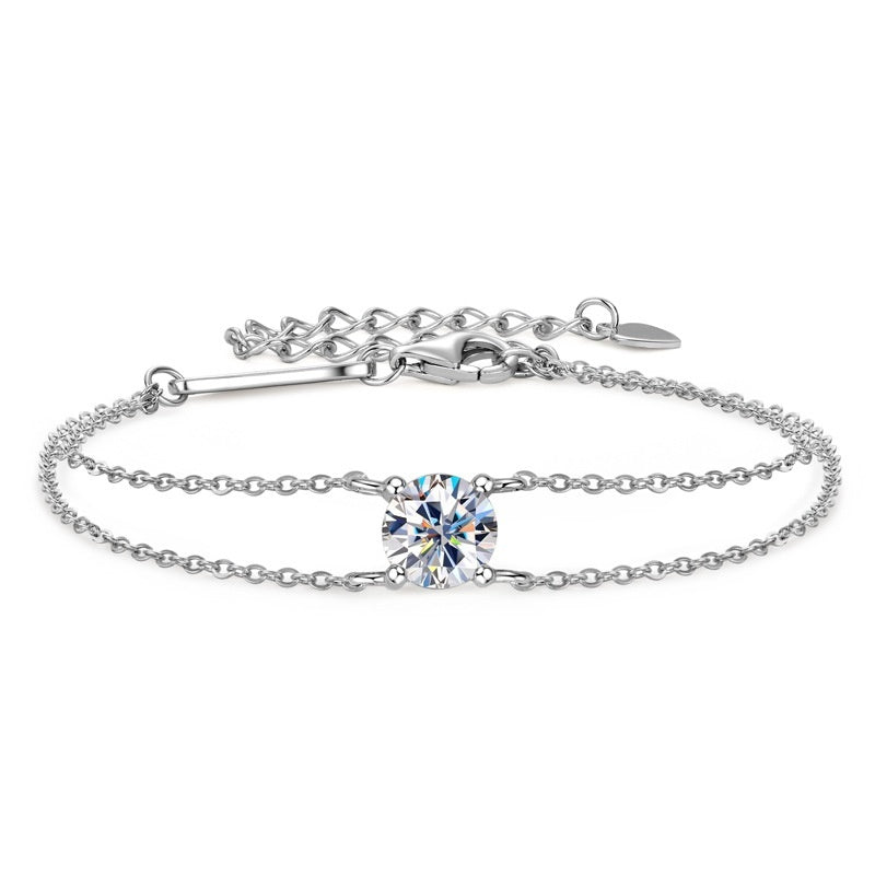 Classic Four-claw D-color Moissanite Bracelet