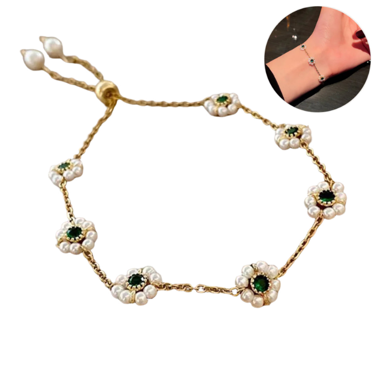 Pearl Flowers Bracelet All-match Fashion Adjustable Chain Bracelet