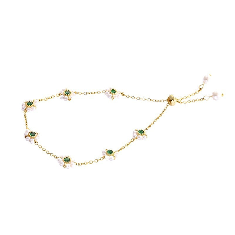 Pearl Flowers Bracelet All-match Fashion Adjustable Chain Bracelet