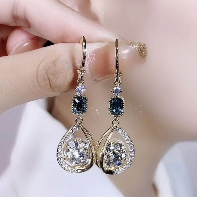 Exquisite Light Luxury High-grade Diamond-embedded Water Drop Earrings